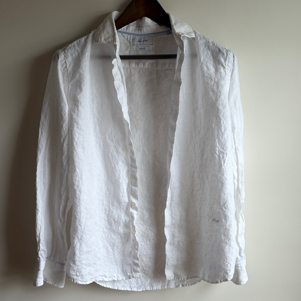 Men's White Linen Button-Down Shirt - Casual Lightweight
